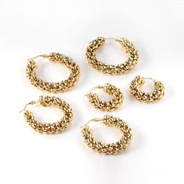 Boucles d'oreilles créoles en acier inoxydable exagérer Vintage forme ronde Fine Aretes grands cercles Streetwear antiallergique bijoux étanches