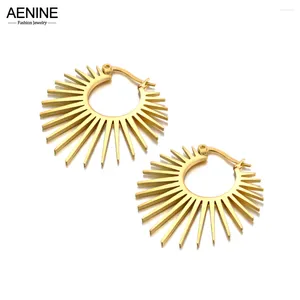 Pendientes de aro de acero inoxidable para mujer, declaración de moda, Color oro de 18 quilates, joyería resistente al agua de alta calidad AE23176