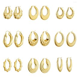 Boucles d'oreilles créoles en acier inoxydable pour femmes, couleur or, grande boucle d'oreille ronde, Hyperbole, bijoux cadeau tendance 2023