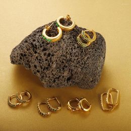 Hoepel oorbellen roestvrij staal voor vrouwen sieraden waterbestendige gouden kleur vergulde kubieke zirkonale geometrische cilinder oorrang