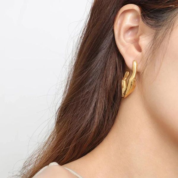 Pendientes de aro de acero inoxidable para mujer, Micro pavé CZ, Color dorado y plateado, aretes geométricos de fiesta en coreano