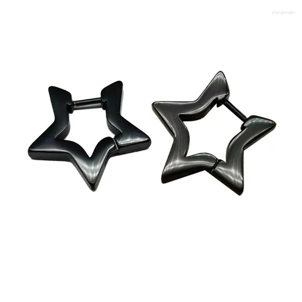 Pendientes de aro de acero inoxidable con estrella de pentagrama, joyería fresca, Piercing, regalo de cumpleaños, 57BD