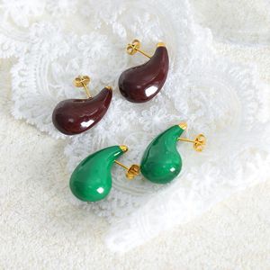 Boucles d'oreilles cerceau en acier inoxydable été coloré goutte d'eau goujon pour femmes bijoux fête femme accessoires