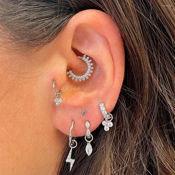 Boucles d'oreilles créoles étoile lune Tragus Piercing avec pendentif serpent femmes 1pc oreille accessoires Zircon couleur or cerceaux Lobe bijoux de corps
