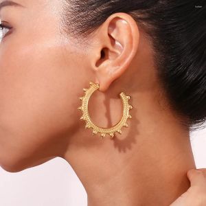 Boucles d'oreilles créoles en forme de blé pour femmes, bijoux tendance en acier inoxydable, style bohème, 50mm, 2023