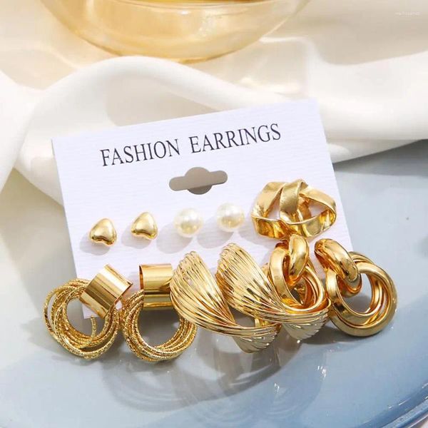 Boucles d'oreilles de cerceau Stud Oreing Set Elegant Vintage Alloy for Women Classic Jewelry Gift Lightweight Twisted Love