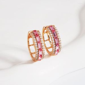 Hoop oorbellen stijlvolle hoepels sieraden gemaakt met kristallen uit Oostenrijk voor vrouwen feest eenvoudig ontwerp 18k gouden kleur clip oorlingen meisjes bijoux