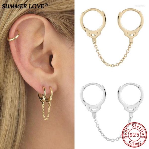 Pendientes de aro Summer Love Fashion Circle Ear Cuff retráctil para mujer Gold Huggie Double Piercing Earring Drop