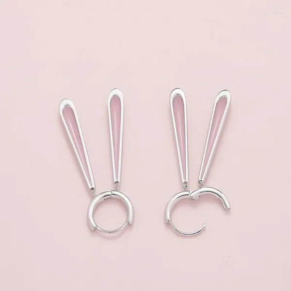 Boucles d'oreilles créoles en émail rose, douces et mignonnes, simples, exagérées, grandes oreilles, goutte pour femmes, accessoires de bijoux d'individualité de fête