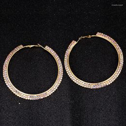 Hoop oorbellen tdqueen ab crystal verzilverd en gouden kleur metalen ronde cirkel strasstone groot voor vrouwen