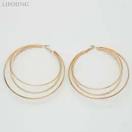 Boucles d'oreilles cerceaux trois cercles metal pour femmes grandes styles classiques bijoux de mode à la mode accessoires quotidiens cadeaux intemporels 2024693