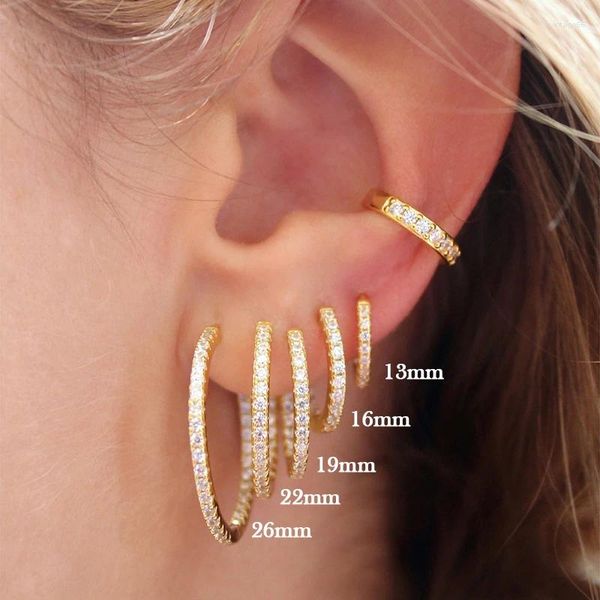 Boucles d'oreilles créoles TIANDE plaqué or pour femmes, grand classique, couleur Zircon, manchettes d'oreilles, Huggies, bijoux à la mode, vente en gros, 2023