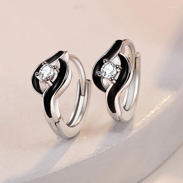 Boucles d'oreilles cerceaux Tieeyiny Classic Forever Love Black Stud Bringle Fashion Crystal Jewelry