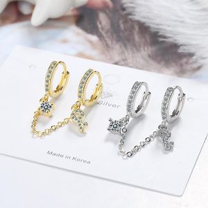 Hoop oorbellen Todorova 1pc Fashion Two Ear Hole Piercing Druppel voor vrouwen ketting Tassel Oorring Topkwaliteit Kubieke Zirconia sieraden