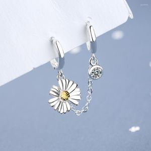 Todorova – boucles d'oreilles créoles en Zircon pour femmes, 1 pièce, Double trou d'oreille, chaîne à maillons, fleur de marguerite, accessoires de bijoux, cadeau, vente en gros