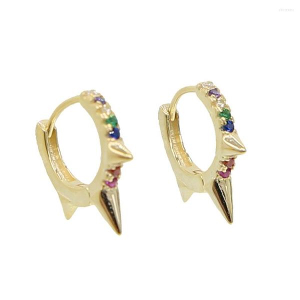 Pendientes de aro Venta superior Tiny Spike Girl con COLOR Cz Pavimentado en oro Astilla Mujer Moda Compromiso de boda