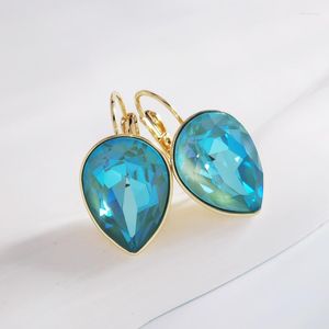 Pendientes de aro de tendencia hechos con cristales de Austria para mujer, joyería de fiesta, pendientes colgantes de lujo, regalos para niñas