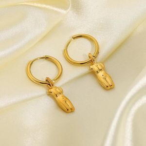 Boucles d'Oreilles Créoles Tendance Acier Inoxydable 18k Or Réel Plaqué Corps Féminin Charme Petit Pour Femme Insolite Boucle D'oreille Huggie