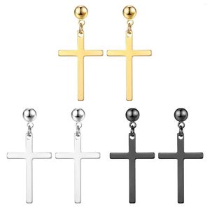 Boucles d'oreilles créoles tendance titane croix boucles d'oreilles Simple mode acier inoxydable unisexe boule goujon pour bijoux pour femmes