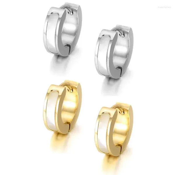 Pendientes de aro tendencia titanio acero Shell oreja plana Clip estilo elegancia moda pequeña simplicidad mujer hombre regalo