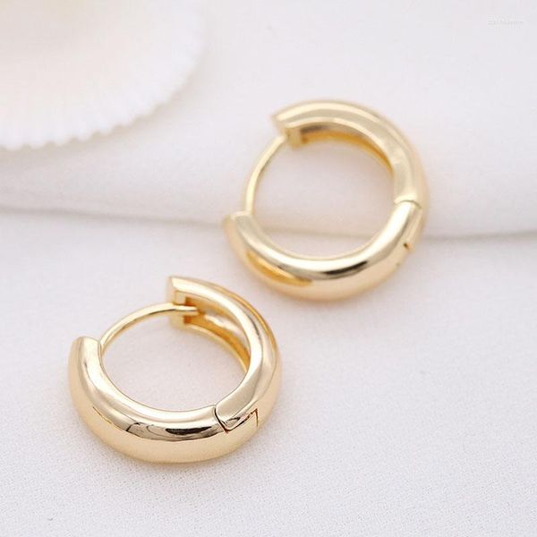 Pendientes de aro a la moda chapados en oro de 14 K para mujer, anillo circular redondo, pendientes de moda coreana, accesorios de joyería
