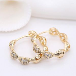 Pendientes de aro de moda 14K chapado en oro medio circón mosaico hueco para mujeres anillo circular moda pendiente regalo accesorios de joyería