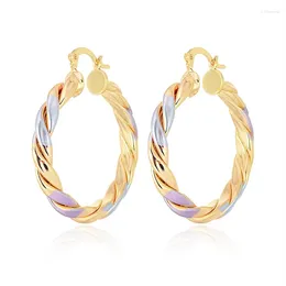 Boucles d'oreilles cerceaux TRENDY 18K Gold cuivre rond rond coloré torsion oreille femme accessoires de mode cadeau d'anniversaire de fête de mariage