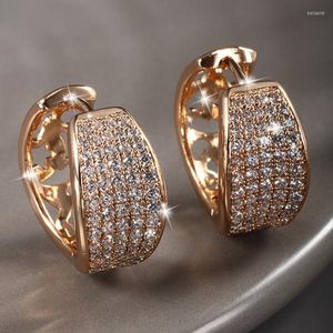 Boucles d'oreilles créoles tendance en cristal brillant plaqué or 18 carats pour femmes, boucle d'oreille géométrique, bijoux de déclaration, cadeaux 2023