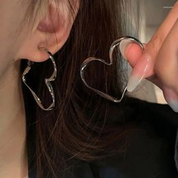 Hoop Earrings Trendy 1Pair Lovely Women Fashion Personality Exaggerated Hollow Heart Design Earring Cuff For Girl Birthday Jewelry Gift