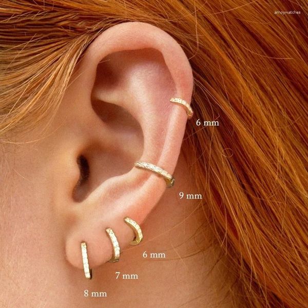 Boucles d'oreilles cerceau à la mode 2 pièces Minimal pour les femmes cristal zircone petit Huggie mince Cartilage boucle d'oreille Tragus Piercing bijoux 2023