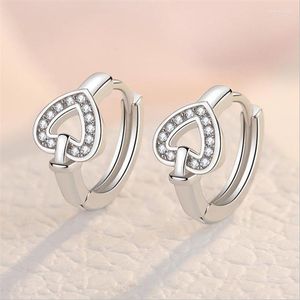 Hoop oorbellen trendy 925 Sterling zilver voor vrouwen sieraden geschenk schattig kristal hart hoepels vrouwelijk met stenen aniti allergie