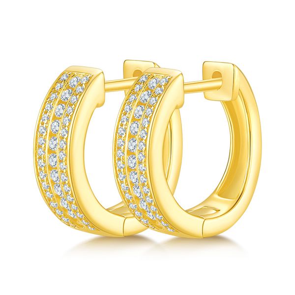 Boucles d'oreilles créoles à la mode en argent Sterling 925 D couleur Moissanite diamants pierres précieuses pour hommes femmes bijoux fins cadeau