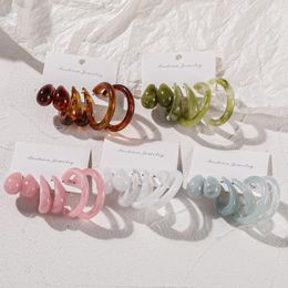 Boucles d'oreilles créoles à la mode acrylique cercle ensemble pour femmes Vintage résine dames classique oreille bijoux 3 paires 2023