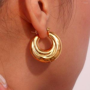 Oorringen Trendy Base Style Wave Swirl Smooth Surface Hollow Stainless Steel For Woman Sieraden