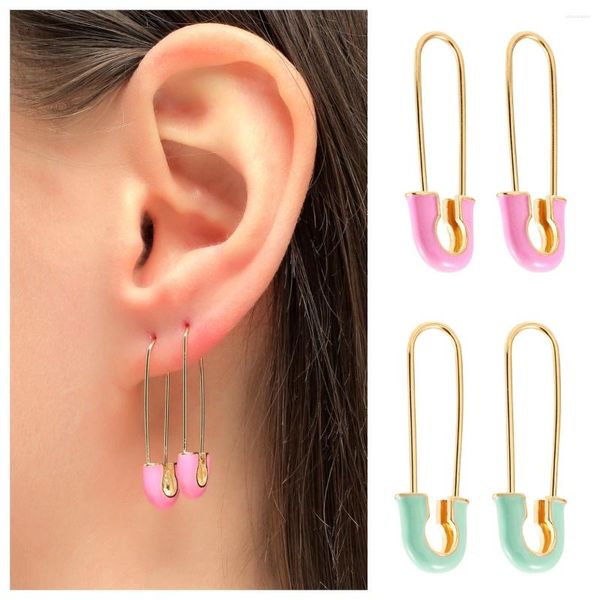 Boucles d'oreilles cerceaux TRENDY COLORFUR ENAMEL HUGGIES DE SÉCURITÉ ENAUX POUR FEMMES DRIP DRIP Huile en forme d'oreille en forme de bijoux de piercing double