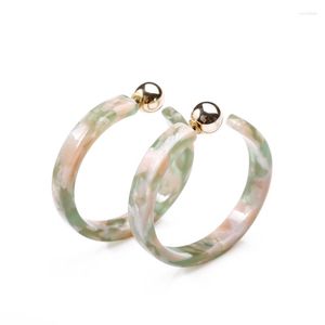 Hoop oorbellen trendy kleurrijke ronde voor vrouwen decoratief patroon van marmeren testudinaire acrylcirkel sieraden e18013