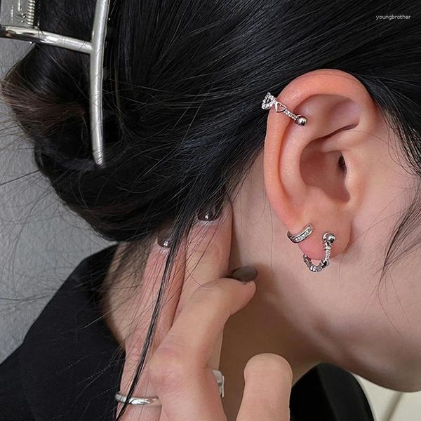 Creolen, modisch, cool, Stern-Knorpel, für Damen und Mädchen, mit Schraubverschluss, Punk-Gothi-Ohr-Piercing-Schmuck