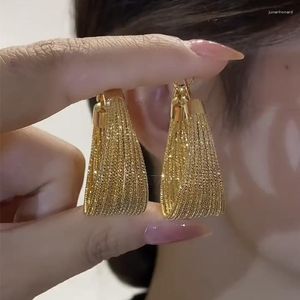 Boucles d'oreilles cerceau à la mode doré grand cercle rond pour les femmes géométrique exquis surdimensionné boucle d'oreille mode fille fête bijoux 2023