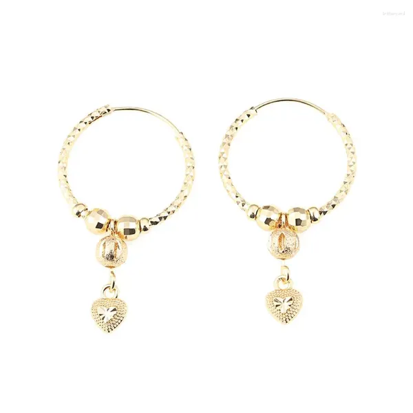 Boucles d'oreilles créoles tendance en forme de boule de cœur pour femmes et filles, bijoux en perles éthiopiennes, arabie saoudite, cadeau du moyen-orient