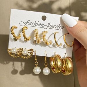 Boucles d'oreilles créoles à la mode coeur papillon perle ensemble imprimé léopard oreille Vintage cercle géométrique pour femmes filles cadeaux