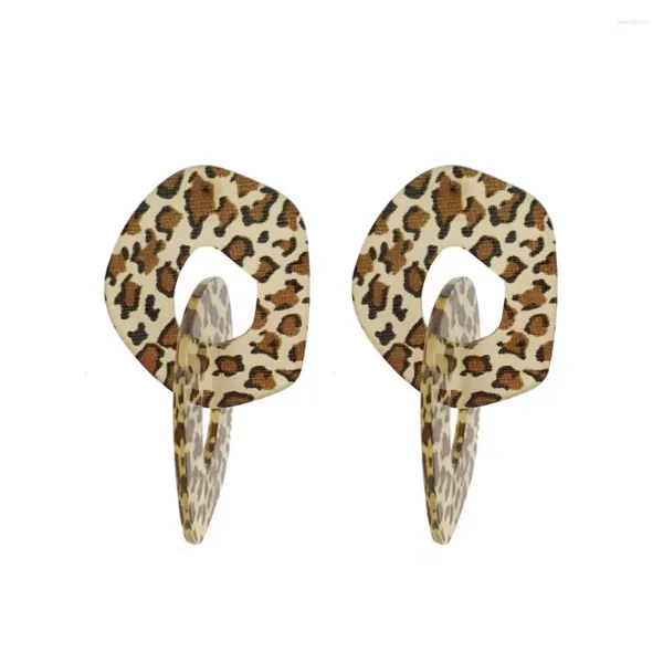 Boucles d'oreilles cerceau tendance cercle irrégulier lié imprimé léopard goutte pour femmes fille décontracté Charmy OL Multi portant des bijoux