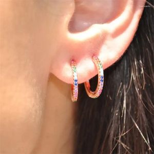 Boucles d'oreilles cerceaux Trendy Lab Diamond CZ Bringle d'oreille Real 925 Sterling Silver Party Wedding For Women Men Anniversary Jewelry Gift