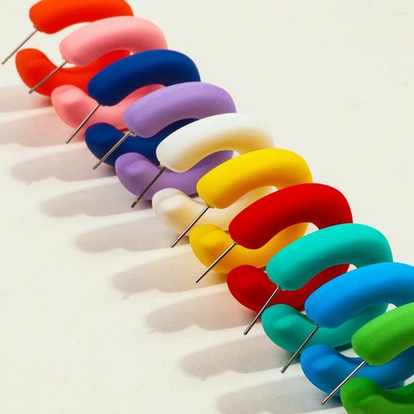 Pendientes de aro Trendy Makaron color acrílico Chunky para mujeres Geométricas resina cuadrada Huggies Pendio liviano Joyería coreana