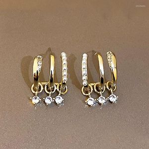 Boucles d'oreilles créoles à la mode Micro pavé Zircon pour femmes trois oreille bague or cercle CZ femme bijoux accessoires