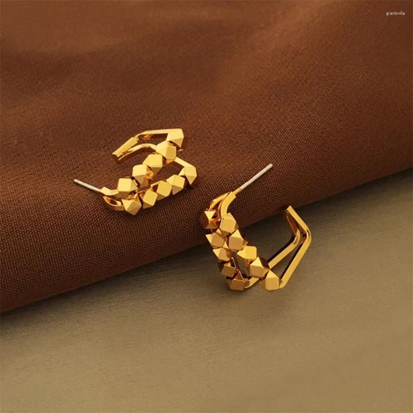 Boucles d'oreilles créoles tendance, tempérament Minimal, plaqué cuivre, or 18 carats, boule irrégulière pour femmes et filles, cadeau, bijoux, vente en gros