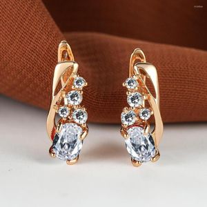 Hoepel oorbellen trendy ovaal gesneden multolor geboortesteen voor vrouwen luxe goudkleur bruids trouwfeest bungelende sieraden