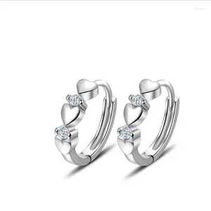 Boucles d'oreilles cerceaux à la mode argent plaque de fille bijoux bijoux mode zircon coeur boucle oreille pour la princesse cadeau de Noël copine