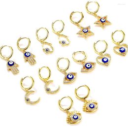 Boucles d'oreilles de cerceau Turkish Devil's Eyes Series Zircon Personnalité Fashion Fashion Femme Jewelry Accessoires DTC DROP