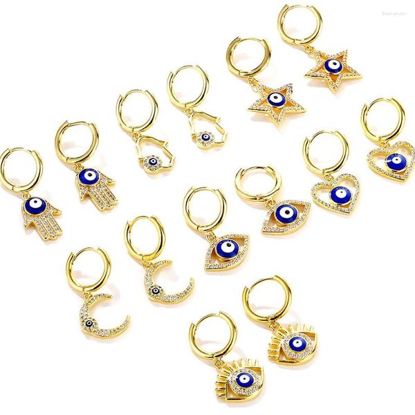 Boucles d'oreilles de cerceau Turkish Devil's Eyes Series Zircon Personnalité Fashion Fashion Femme Jewelry Accessoires DTC DROP