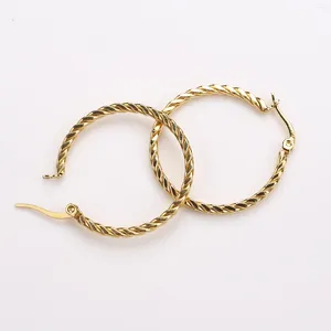 Hoop oorbellen Twisted Textured Earring 18K PLated Cable Design Round voor vrouwen Diameter 25 mm